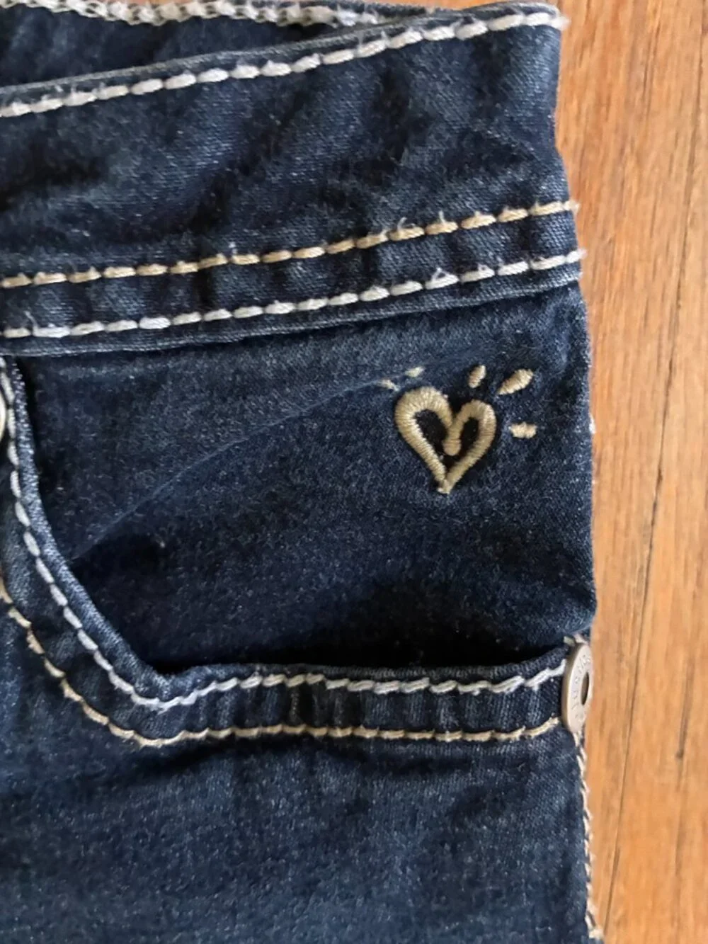Justice Girls Size 10 Slim Dark Wash Jeans Y2K Contrast Stitch
